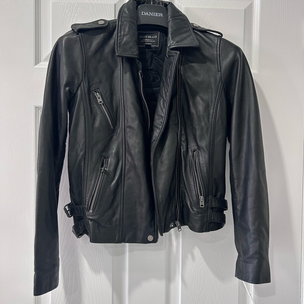 Lucky brand  Black lamb Leather Jacket for Women